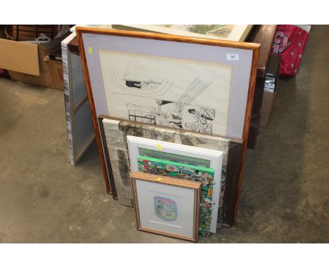 A collection of various pictures and prints to include Joan Glen-Martin, a portrait study etc.
