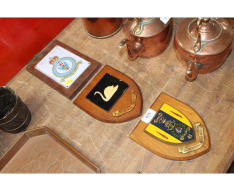 A 30th Signal Regiment plaque together with an enamel plaque for The Royal Airforce and one other