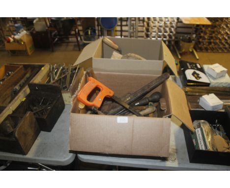 Two boxes containing various hand tools