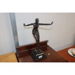 A bronzed Art Deco style figure of a female (34)