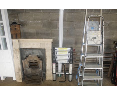 An aluminium telescopic ladder and a strip light