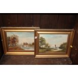 C F Rump, two oil on board studies depicting lands