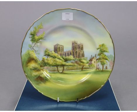 A Royal Worcester bone china cabinet plate with a hand-painted view of York Minster from the North West, signed T. Young, 10¾