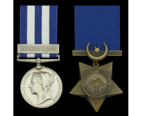 Pair: Private H. Turner, 2nd Battalion, Essex Regiment  Egypt and Sudan 1882-89, undated reverse, 1 clasp, The Nile 1884-85 (