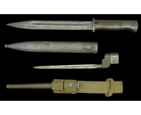 A German Second World War K98 Bayonet. Excellent condition overall but mismatched numbers. The blade is with all its original