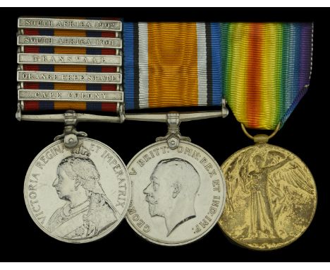 Three: Private J. Mills, Leinster Regiment  Queen’s South Africa 1899-1902, 5 clasps, Cape Colony, Orange Free State, Transva