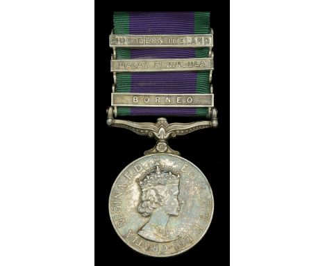 General Service 1962-2007, 3 clasps, Borneo, Malay Peninsula, Northern Ireland, latter two clasps loose on riband, as issued 