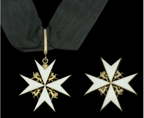 The Order of St. John of Jerusalem, Knight of Grace’s set of Insignia, comprising neck badge, silver-gilt and enamel, with he