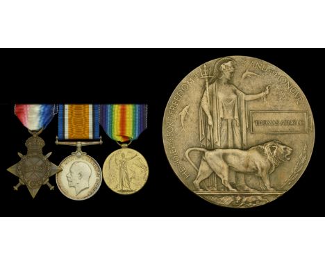 Three: Private T. Arnold, Royal Irish Fusiliers, who died in Bulgaria on 30 September 1918  1914-15 Star (15576 Pte. T. Arnol