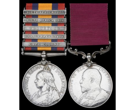 Pair: Private James Beattie, Royal Highlanders  Queen’s South Africa 1899-1902, 5 clasps, Cape Colony, Orange Free State, Tra