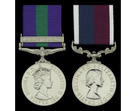 Pair: Sergeant W. D. Bailey, Royal Air Force  General Service 1918-62, 1 clasp, Near East (Sgt W D Bailey (M3103521) RAF); Ro