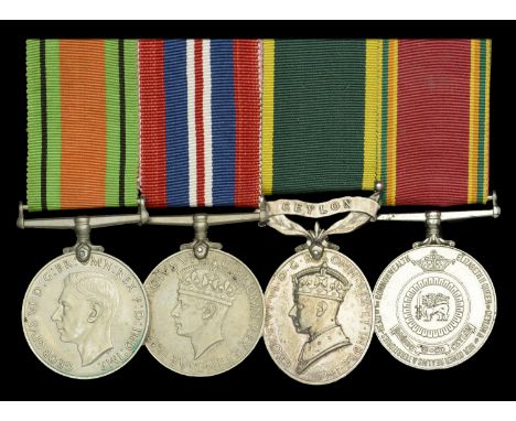 Four: Private F. R. Koch, Ceylon Light Infantry  Defence and War Medals 1939-45; Efficiency Medal, G.VI.R., 1st issue, Ceylon