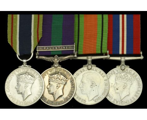 A scarce Colonial Police Medal for Gallantry group of four awarded to British Constable T. J. Bamford, Palestine Police Force