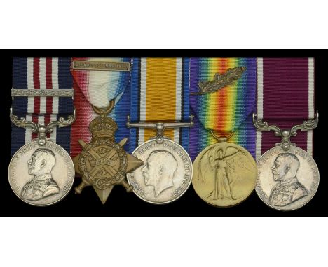 A rare and early Great War ‘Western Front’ M.M. and ‘First Day of the Somme’ Second Award Bar group of five awarded to Acting