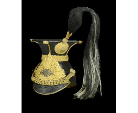 9th (Queen’s Royal) Lancers Officer’s Schapska c.1902-14. A fine quality example, black leather pattern skull with gilt metal