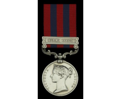 India General Service 1854-95, 1 clasp, Burma 1885-7 (Lieutt. R. H. Gill. 2d. Bn. Hamps. R.) polished, good very fine £200-£2