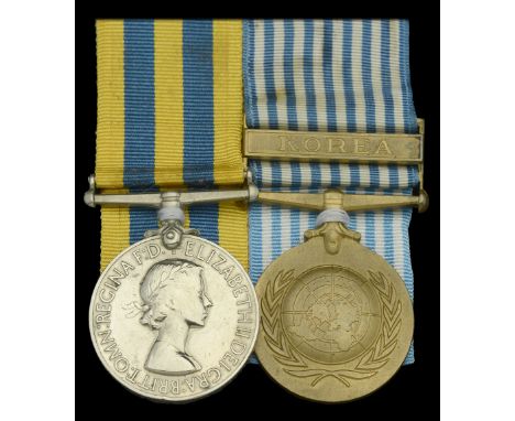Pair: Trooper R. Williams, Royal Armoured Corps  Korea 1950-53, 1st issue (22541963 Tpr. R. Williams. R.A.C.); U.N. Korea 195