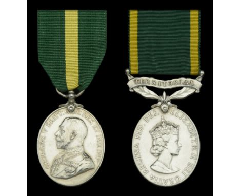 Territorial Force Efficiency Medal, G.V.R. (19 L. Sjt: F. W. Barber. 6/Hants: Regt.); Efficiency Medal, E.II.R., 2nd issue, T