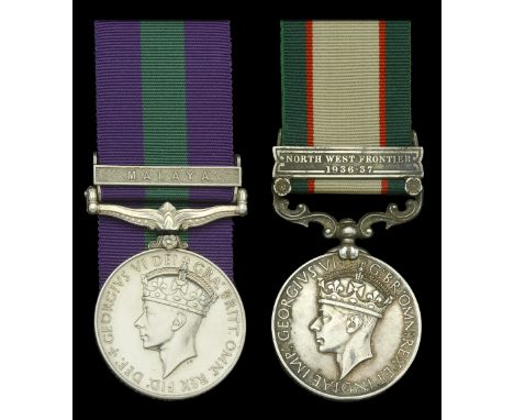 General Service 1918-62, 1 clasp, Malaya, G.VI.R. (22538720 Cpl. R. B. Chapman. R.M.P.); India General Service 1936-39, 1 cla
