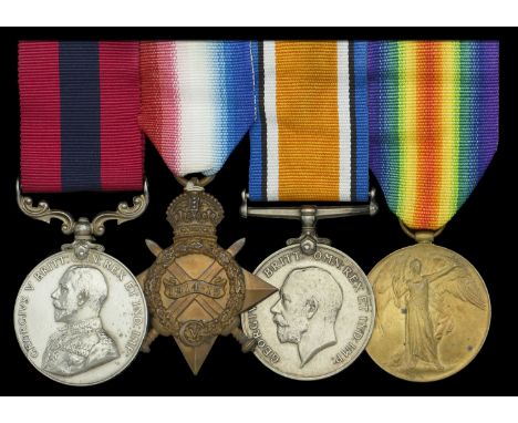 A Great War Western Front ‘V.C. recommendation’ D.C.M. group of four awarded to Lance-Corporal A. G. A. Harris, 3rd Dragoon G