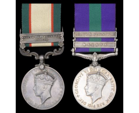 General Service 1918-62, 2 clasps, Malaya, Arabian Peninsula, G.VI.R., unofficial retaining rod between clasps (22221048 Cpl.