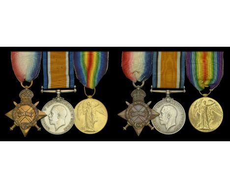 Three: Private D. Slater, Royal Irish Fusiliers 1914-15 Star (22381. Pte. D. Slater, R. Ir. Fus.); British War and Victory Me