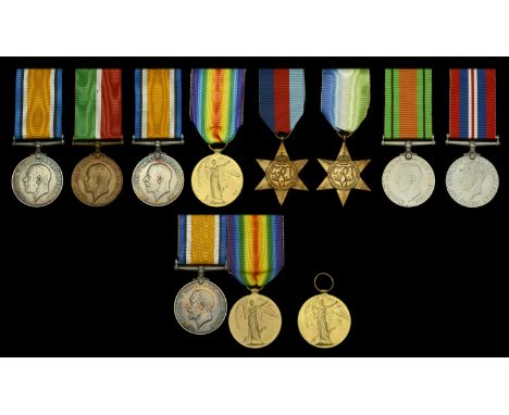 A scarce ‘double issue’ group of eight awarded to Ordinary Seaman T. H. Morris, Royal Naval Volunteer Reserve and Mercantile 
