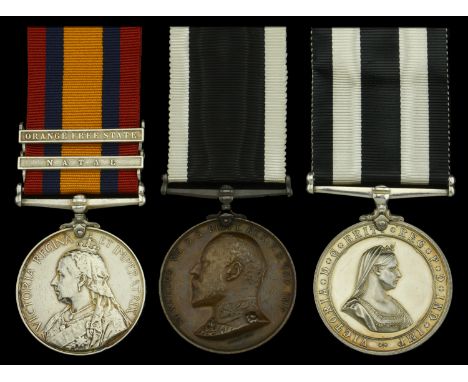 Three: Sergeant G. F. W. Walker, St. John Ambulance Brigade  Queen’s South Africa 1899-1902, 2 clasps, Natal, Orange Free Sta