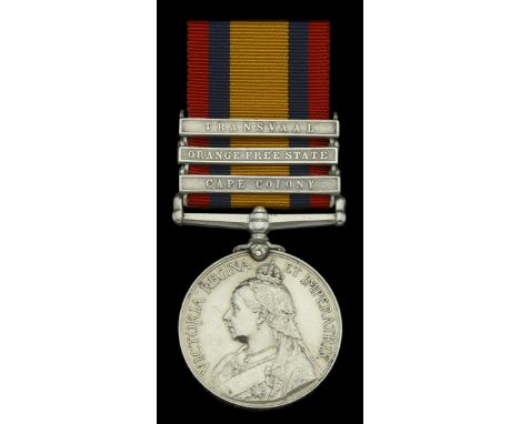 Queen’s South Africa 1899-1902, 3 clasps, Cape Colony, Orange Free State, Transvaal (203. Pte. E. Selfe, 2: Hampshire Regt.) 