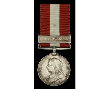 Canada General Service 1866-70, 1 clasp, Fenian Raid 1866 (Sgt. W. McIntyre Merrickville R. Co.) officially impressed naming,