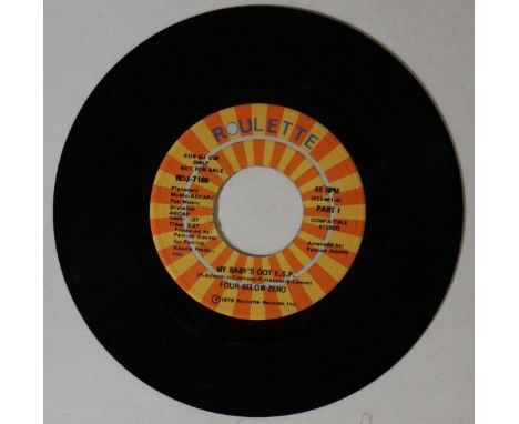 FOUR BELOW ZERO - MY BABY'S GOT ESP 7" PROMO (ROULETTE - RDJ-7186). Funky mover from Four Below Zero with this original promo