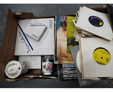 A good mixed lot to include a small collection of vinyl records, Jason table mats, boxed, a Ferguson cassette recorder model 