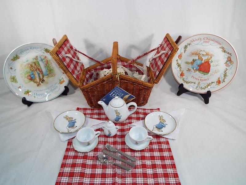 peter rabbit tea set in picnic basket