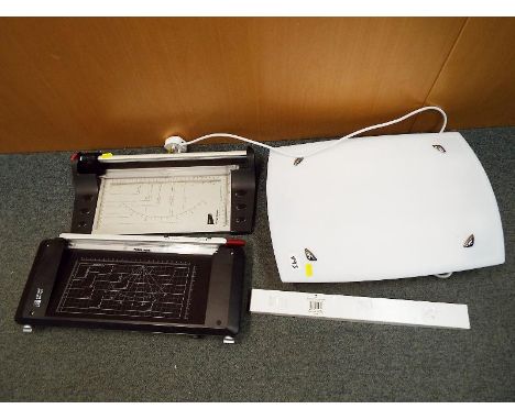 Office equipment - a Seasonally Affected Disorder office lamp made by Zero Plus International with spare bulb and two paper g