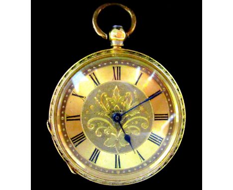 LADY'S SWISS 18ct GOLD POCKET WATCH WITH A GOLD CUVETTE ENCLOSING A KEY-WIND MOVEMENT