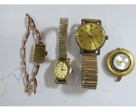 A 9ct Gold Cased Ladies Wristwatch, (Glasgow import marks) on expanding bracelet (damages); together with a vintage gent's au