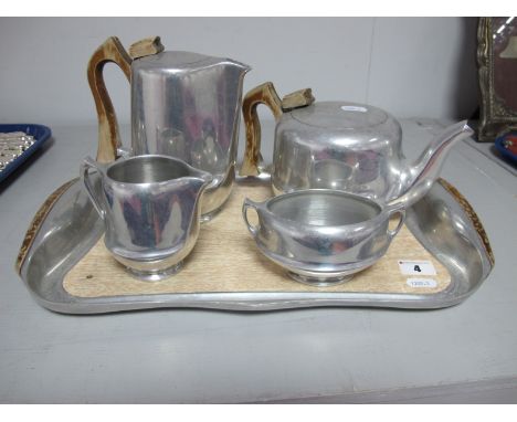 Picquot Ware Four Piece Tea Service; together with matching tray.