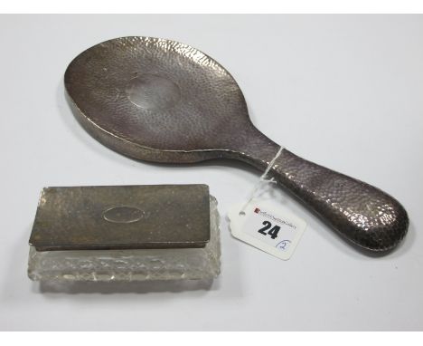 A Hallmarked Silver Back Hairbrush, Birmingham 1905, of hammered finish, inscribed "Blanche"; together with a similar hallmar