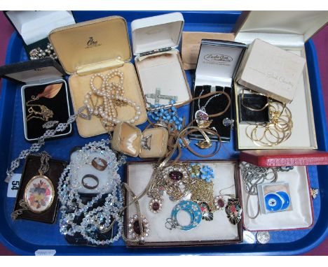 A Mixed Lot of Assorted Costume Jewellery, including earrings, imitation pearls, chains, etc:- One Tray