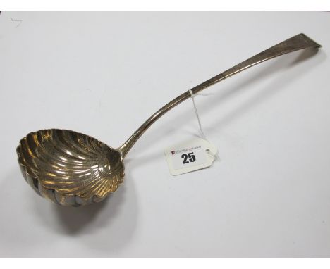 A Hallmarked Silver Old English Pattern Ladle, George Smith &amp; William Fearn, London 1791, with shell bowl, crested, 33.5c
