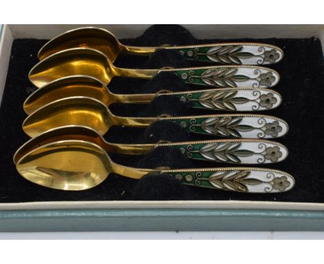 A set of 6 Soviet enamel tea spoons. Leningrad 1979. 