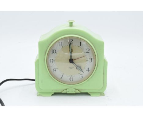 An Art-Deco style green Bakelite Smiths Sectric mantle clock (untested). 