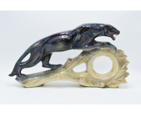 Jema Holland pottery large model of a jaguar / puma mantle clock holder. 45cm in length. In good condition with no obvious da