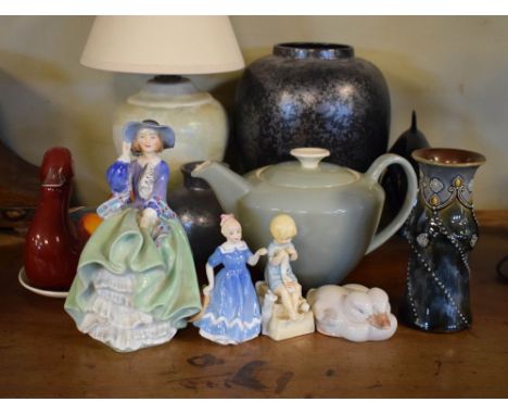 Royal Doulton figure 'Top O The Hill', 'A Posy For You', a Royal Worcester figure 'Katie' and a Royal Copenhagen figure of tw