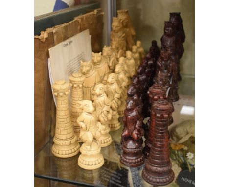 Studio Anne Charlton 'Alice In Wonderland' chess set, complete with chess board, the kings 20cm high  