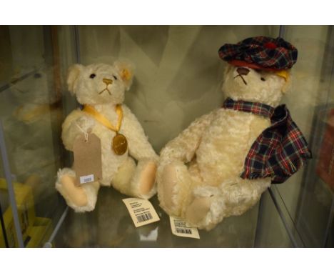 Steiff - Millennium Bear (654701), together with Winter Bear with tartan scarf and hat (654459)  