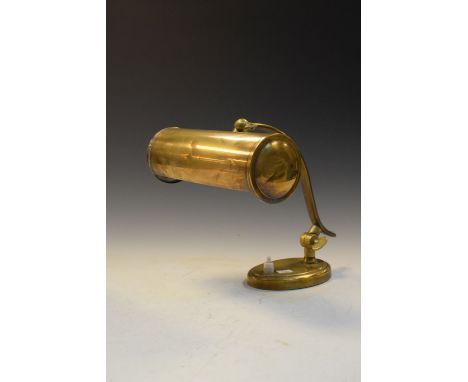 Vintage brass desk or library lamp with cylindrical shade, 21.5cm width and height  