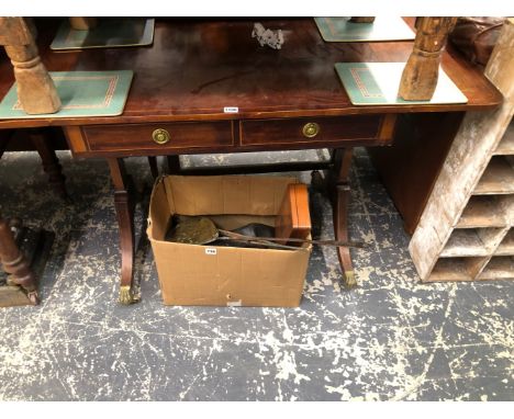 AN ANTIQUE MAHOGANY AND INLAID SOFA TABLE. H 74 W 132 D 59 cm