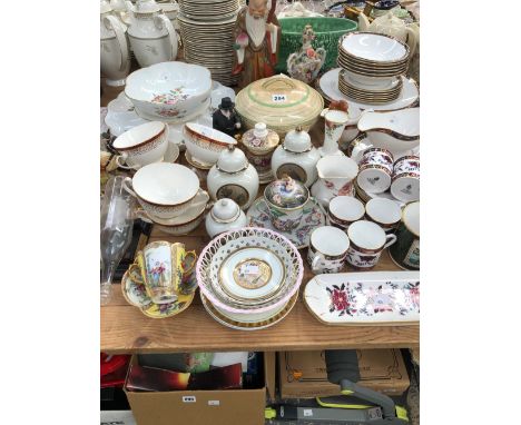 A ROYAL WORCESTER PRINCE REGENT PATTERN PART DINNER SERVICE, A DRESDEN AND TWO OTHER CABINET CUPS AND SAUCERS, A SHIP IN A BO