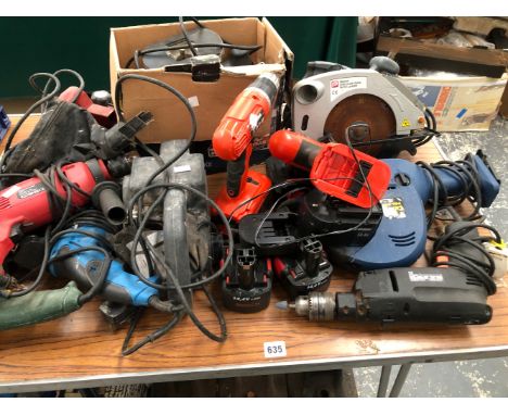 A QUANTITY OF VARIOUS POWER TOOLS.